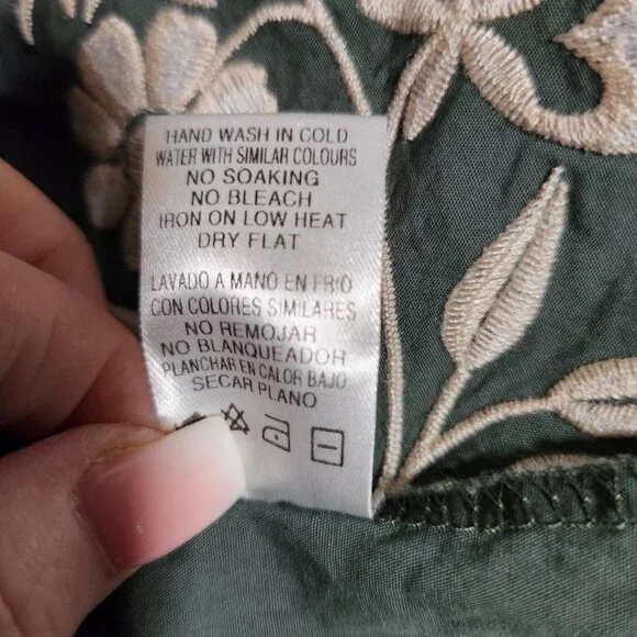 Adorable Womens Mable Floral Embroidered Boho Peasant Mini Dress Sz Lg MSRP $174 - Picture 8 of 10